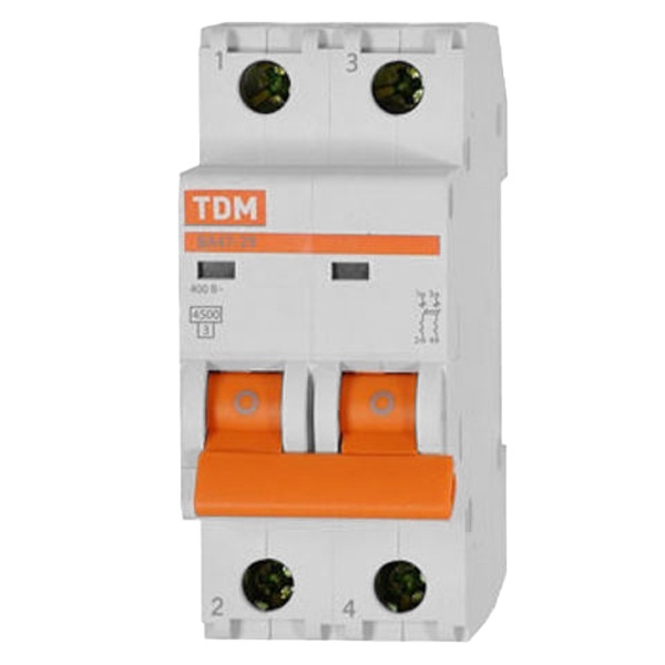 Автоматический выключатель ВА47-29 2Р 4А 4,5кА характеристика D TDM (автомат электрический)