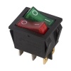 Выключатель клавишный 250V 15А (6с) ON-OFF красный/зеленый с подсветкой ДВОЙНОЙ REXANT