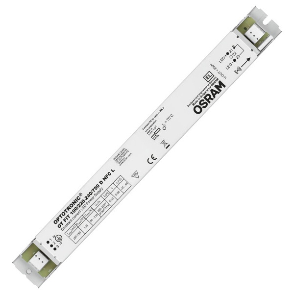 LED драйвер OT FIT 100/200-240 D NFC L 250-750мА 13-100W 54-216V 280x30x21mm Osram