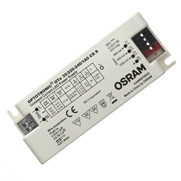 LED драйвер OTE 35/220…240 S 14-36W 17-34V 800/925/1050мА 110x43x29,5mm Osram