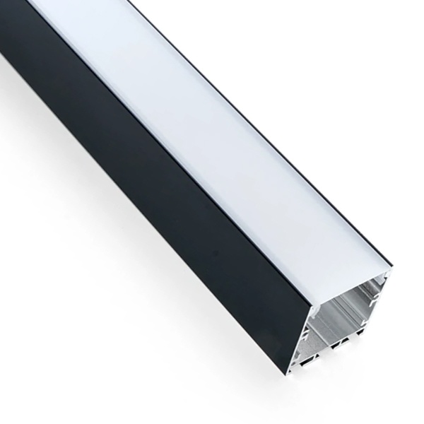 Профиль накладной серия Линии света черный алюминий, CAB257 комплект: матовый экран, 2 заглушки и кр