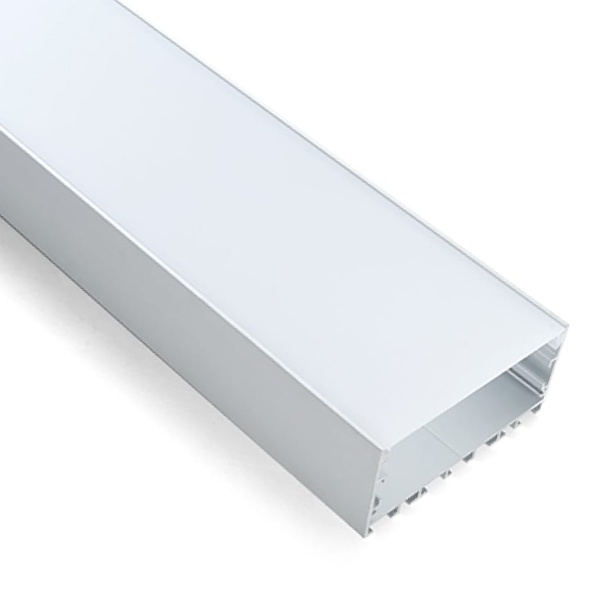 Профиль накладной алюминиевый, серебро CAB265 комплект: матовый экран, 2 заглушки, крепеж