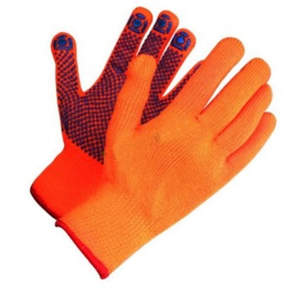 Перчатки плотной вязки акрил с ПВХ, Точка, оранжевые, 9, 10 кл., 77-80 г, 1 пара, TDM