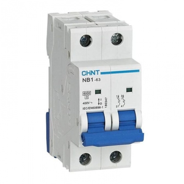 Автоматический выключатель NB1-63 2P 1А 6kA х-ка B (DB) (R) CHINT (автомат электрический)
