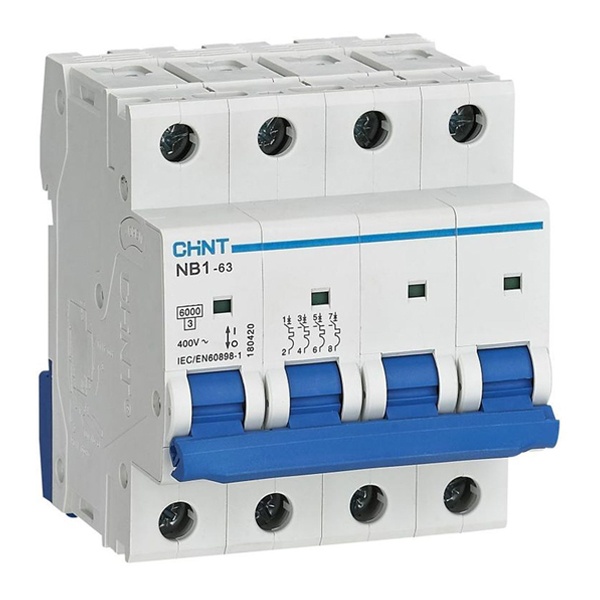 Автоматический выключатель NB1-63 4P 10А 6kA х-ка B (DB) (R) CHINT (автомат электрический)