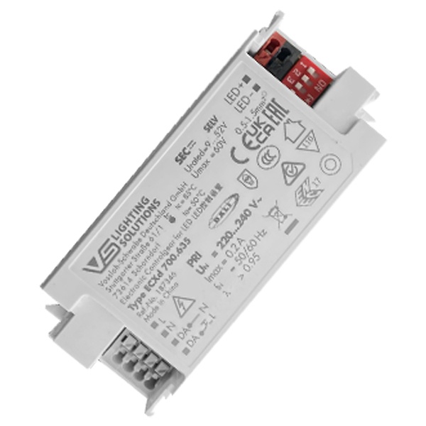 LED драйвер ECXd 700.635 26W 9-52V 150-700мА DALI2 DIP-переключатель 97x43x30mm VS