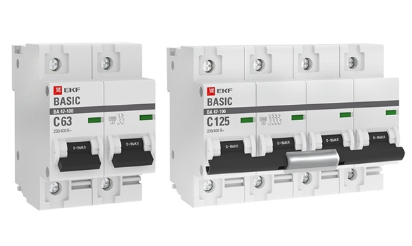 Автоматические выключатели ВА47-100 BASIC EKF с характеристикой C (до 125A) 10kA